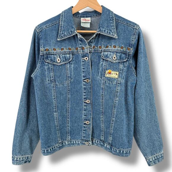 Vtg 90s Disney Store Winnie the Pooh Friends Knotty Pine Trail Denim Jacket Sz S - Picture 3 of 9